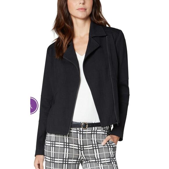 Liverpool Jacket XS Black Jacquard Moto Style Night Luxe Regency Biker Core - Picture 2 of 8